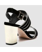 Sandales en Velours de Cuir Kilit noir/doré - Talon 9 cm
